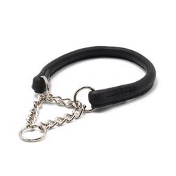 Handgjort rundläder Halsband med Silverkedja